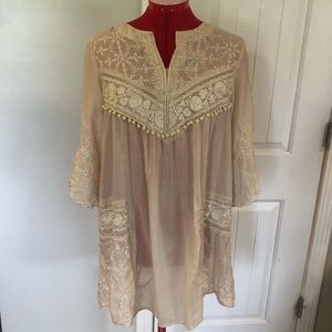 Ethnic By Outfitters Cream Bohemian Tunic With Embroidery